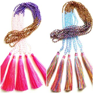 crystal small beads colorful design tassels necklaces wholesale